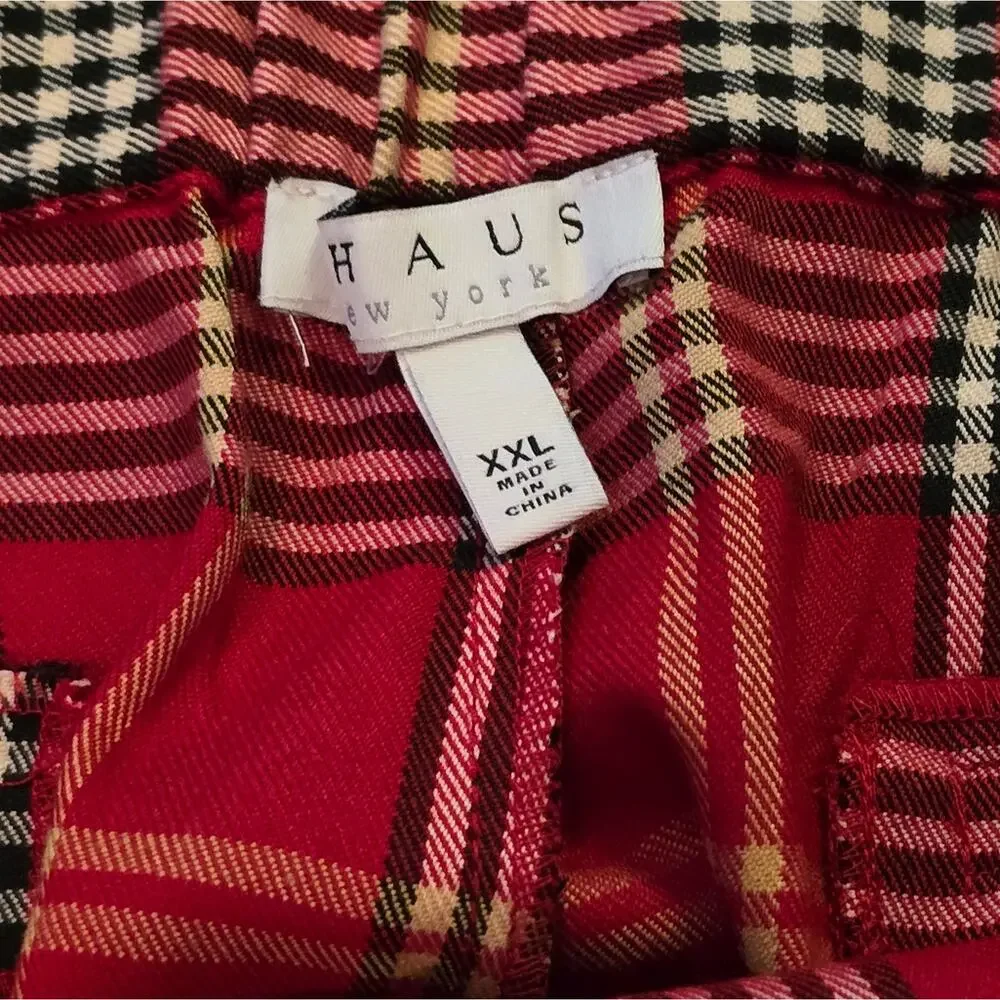 Chaus Red and White Plaid Pull On Straight Leg Pants Plus Size XXL NEW - Picture 14 of 14